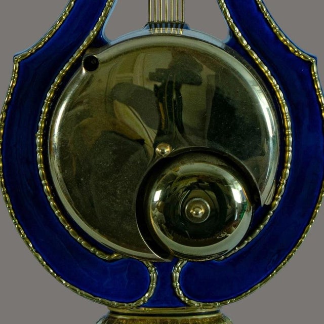 Marie Antoinette Cobalt Blue Porcelain Mantel Clock, 1970s For Sale - Image 12 of 18