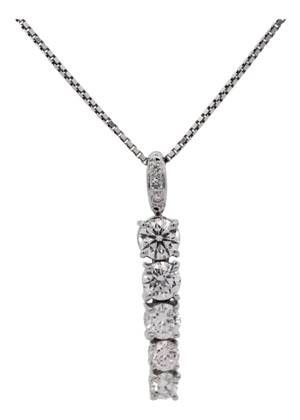 18k White Gold Lab Grown Diamond Graduated Single Line Pendant Necklace