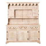 Country English Cerused Limed Oak Welsh Cupboard Dresser For Sale