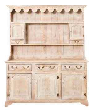 Late 20th Century Country English Cerused Limed Oak Welsh Cupboard Dresser