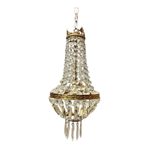 1950s Italian Empire-Style Chandelier in Gilt Brass and Bohemian Crystal