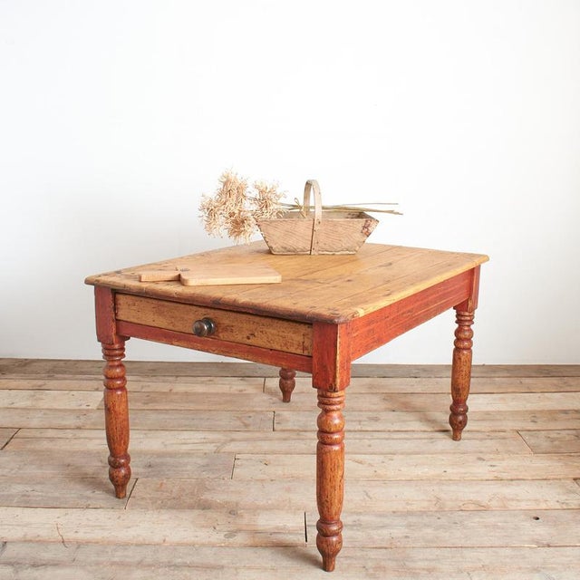 Antique Victorian Pine Farmhouse Kitchen Table For Sale - Image 13 of 13