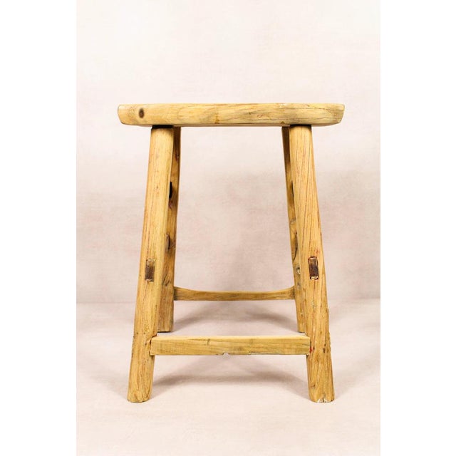 Vintage Rustic Stool in Elm For Sale - Image 5 of 5