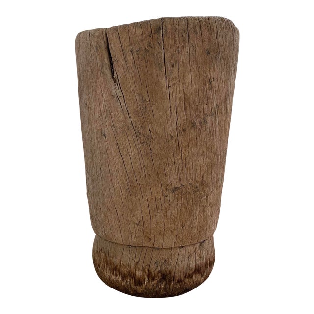Moroccan Wood Mortar Planter Chairish