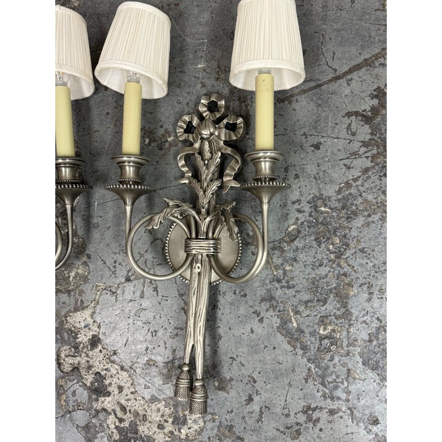 Metal 19th Century Louis XVI Style Wall Sconces, Pair For Sale - Image 7 of 12