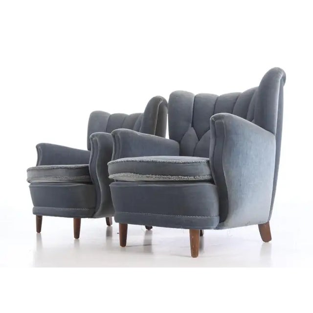 Pair of Danish 1940s Mid-Size Low Back Club Chairs Style of Fritz Hansen For Sale In New York - Image 6 of 8