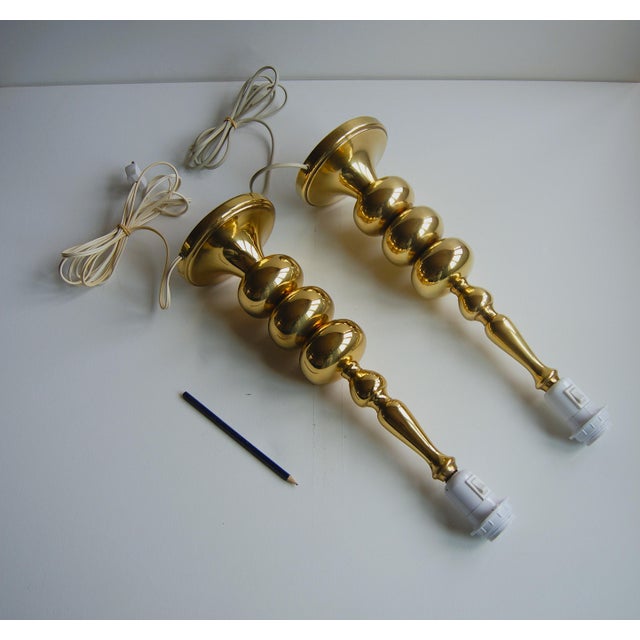 Pair of Large "Stacked Ball" Brass Table Lamps From Frandsen Denmark. Mid-Century Hollywood Regency 1960s. For Sale - Image 6 of 12