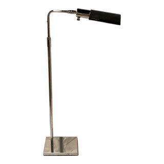 Vintage Mid-Century Koch and Lowy Chrome Pharmacy Floor Lamp With Triangle Shade For Sale