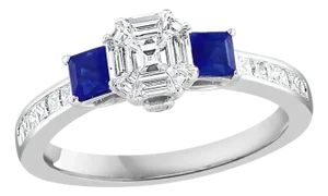 0.70 Ct Natural Sapphire & 0.75 Ct Diamond 18 Karat White Gold Cocktail Ring