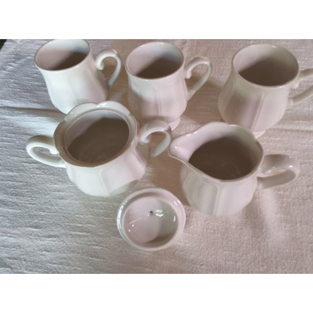 Vintage Sears Federalist White Ironstone Dinnerware Set - (Complete Service for 8 and Serving Pieces) Bonus Free Crystal Wine Glasses - 81 Pieces For Sale - Image 9 of 18