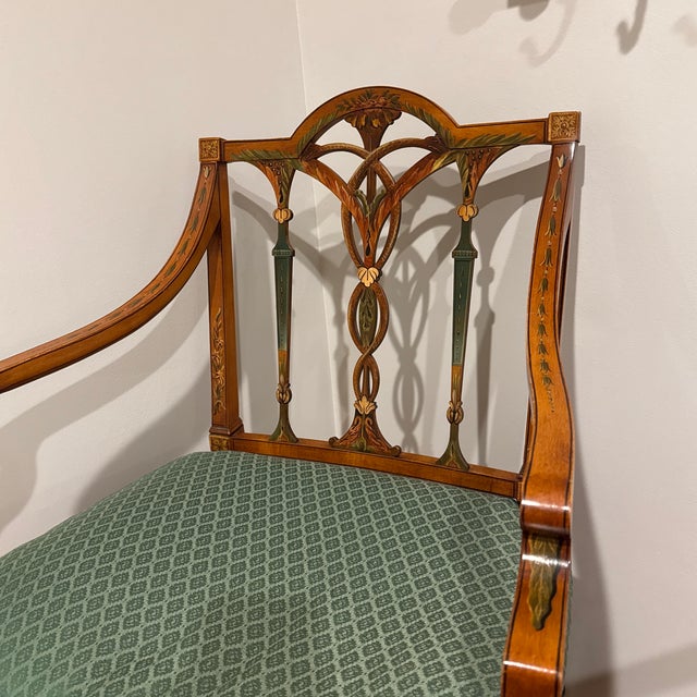 Brown Pair - Adams Style Painted Satinwood Armchairs For Sale - Image 8 of 10