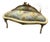 Rococo Sky Blue Settee – Gold Leaf Frame, Ornate Cherub Top, Damask Upholstery For Sale
