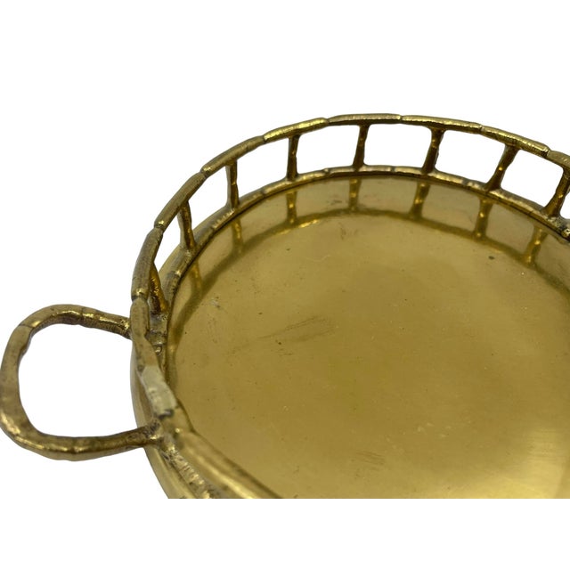 Brass Vintage Small Faux Bamboo Brass Tray/ Catchall For Sale - Image 8 of 10