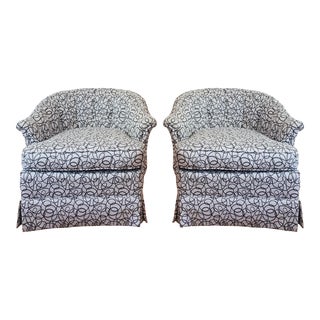 1960s Vintage Modern Fully Upholstered Club Chairs - a Pair For Sale