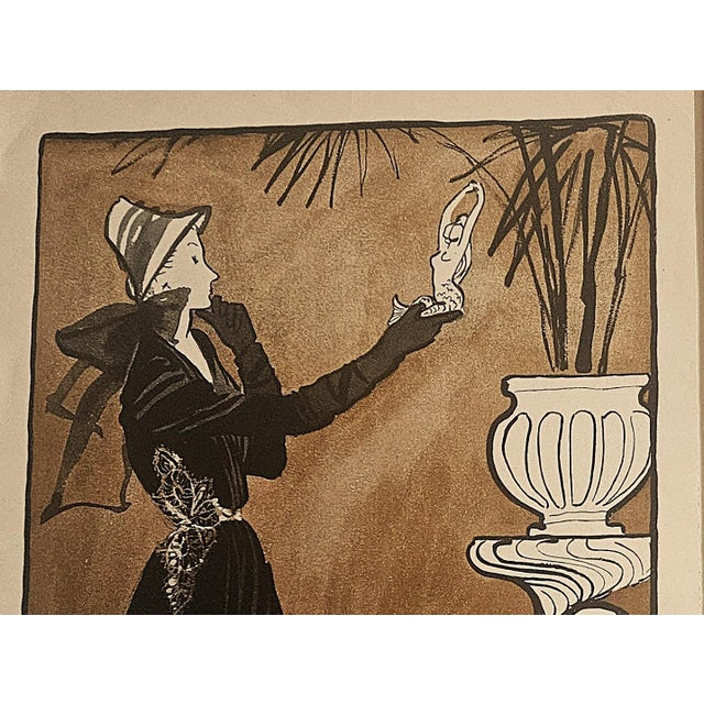 René Gruau 1945 Rare Find-Set of 2 Mid-Century French Fashion Prints-Schiaparelli, Balenciaga-by Gruau For Sale - Image 4 of 7