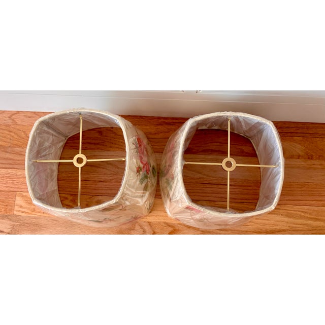 Traditional Floral Brand New Lampshades With Gucci Textured Wallpaper - a Pair For Sale - Image 3 of 5