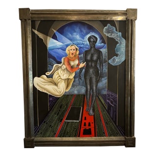 Lynn Randolph Surrealist Painting “Annunciation of the Second Coming” Monumental Framed, 1996 – 56” X 68” For Sale