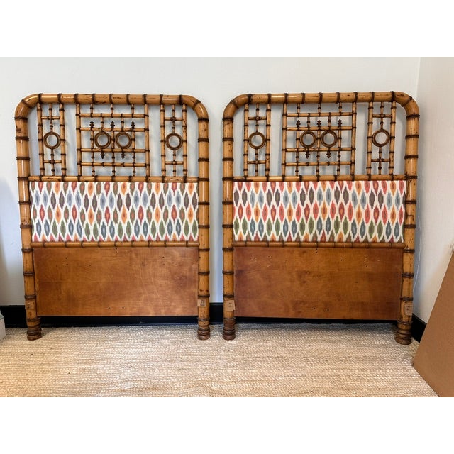 Exceptional Pair of 19th C French Faux Burnt Bamboo Twin Headboards For Sale - Image 4 of 8