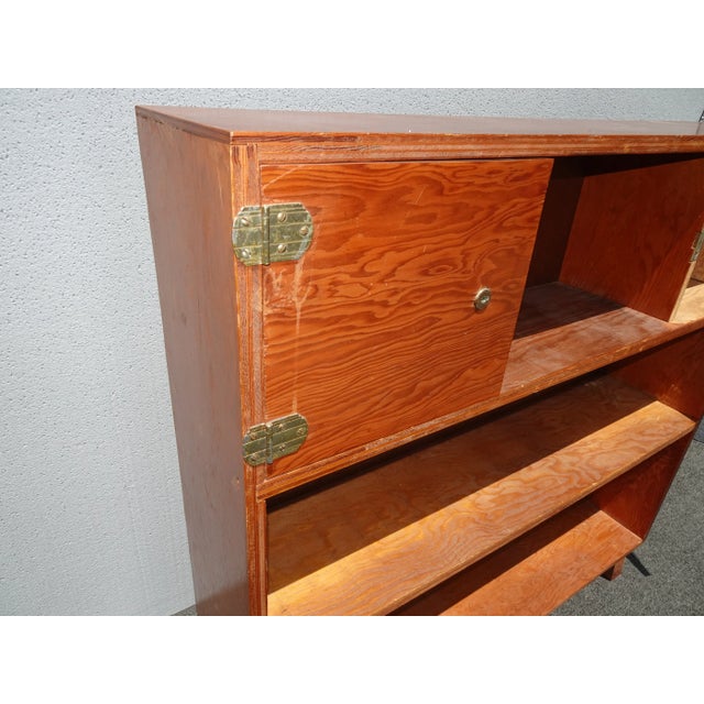 Wood Vintage Mid Century Handmade Brown Bookcase For Sale - Image 7 of 12