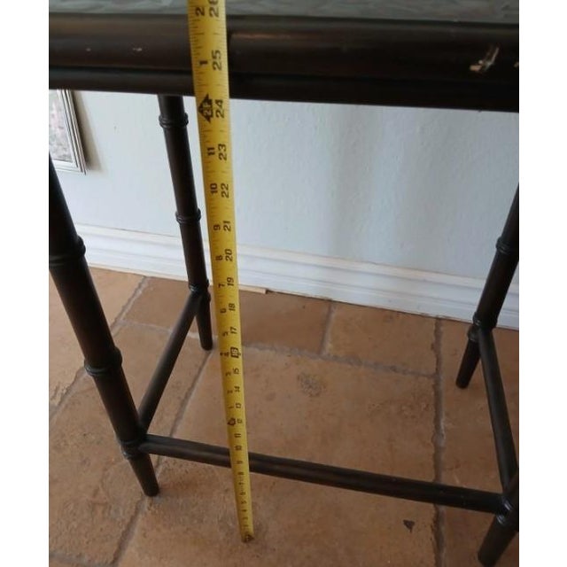 2 1950s MCM Nesting Tables Chinoiserie Lacquered Mosaic Faux Bamboo Legs Asian Vintage For Sale - Image 13 of 18