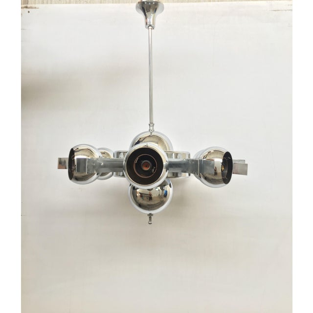 Mid 20th Century Italian Pop Art Space Age Chrome Ceiling Lamp With Six Balls, 1960s For Sale - Image 5 of 9