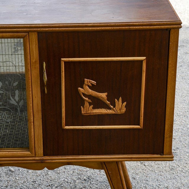 Two-Tone Bar Cabinet Sideboard with Carved Cevi, Italy, 1960s For Sale - Image 9 of 18