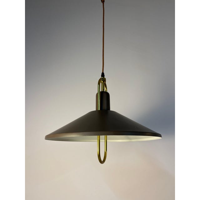 Brown Hanging Lamp with Brass Bracket from Belid For Sale - Image 3 of 11