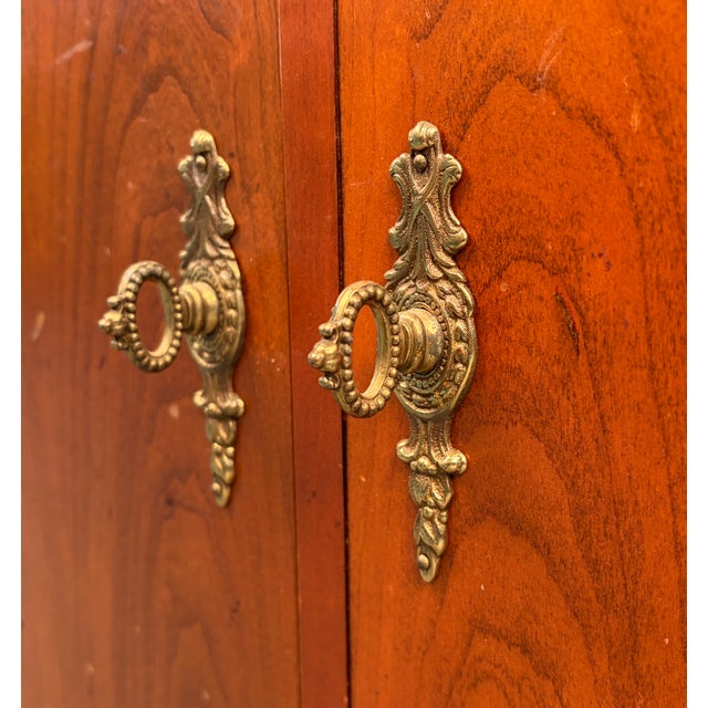 Late 20th Century French Empire Style Cherry and Burled Wood Nightstand by Baker Furniture For Sale - Image 14 of 15