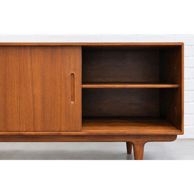 Mid Century Modern Styled Teak Credenza | Scandinavian Media Console | Handmade Reclaimed Wood Sideboard For Sale - Image 9 of 12