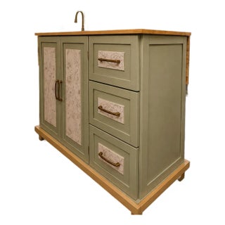 Sage Green Expandable Kitchen Island & Storage Cabinet | Artera Studio For Sale