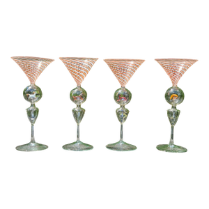 Bimini Martini Cocktail Glasses With Animals- Set of Four, Circa 1925-35