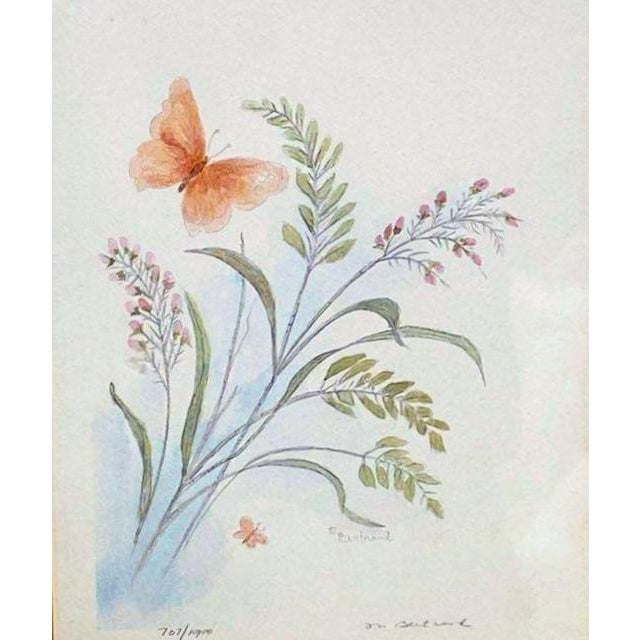 Shabby Chic Original Mary Bertrand Botanical Watercolor Painting, Signed and Numbered, Custom Framed For Sale - Image 3 of 12