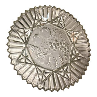 Mid-Century Floral Glass Serving Dish For Sale