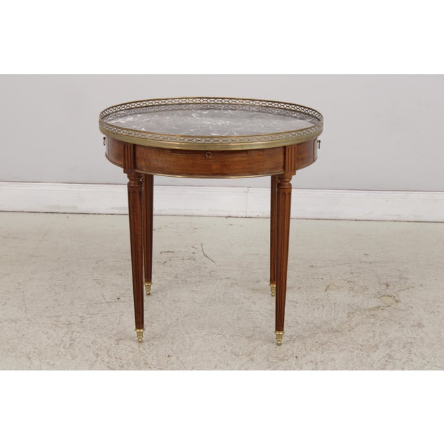 French Louis XVI Style Marble Top Round Lamp Table For Sale - Image 4 of 15
