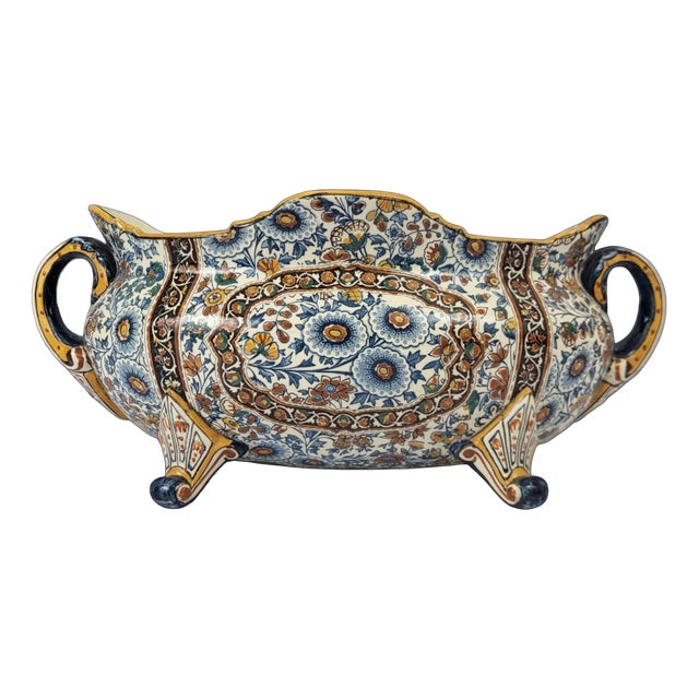 Earthenware Planter from Gien, 19th Century For Sale