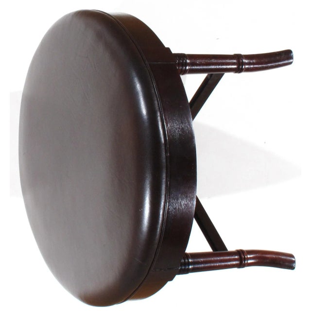 Pasargad N Y Leasant Street Black Leather Egg Ottoman For Sale - Image 4 of 4