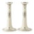 A Pair of Lenox Belleek Porcelain Candlesticks With Sterling Silver Overlay For Sale