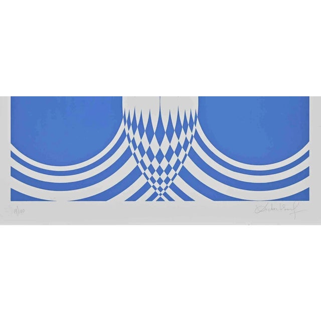 Blue Composition is an original contemporary artwork realized by Victor Debach in the 1970s. Mixed colored screen print on...