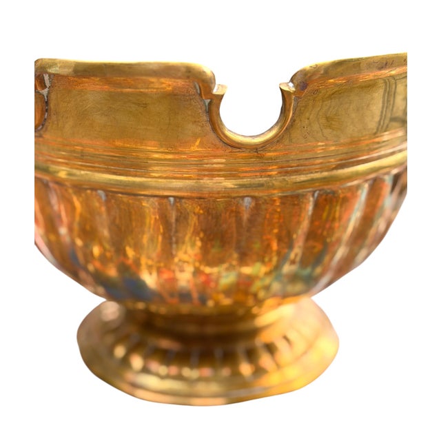 Mottahedeh Large Solid Brass 12" Planter or Cachepot With Ring Handles Made by Mottahedeh For Sale - Image 4 of 7