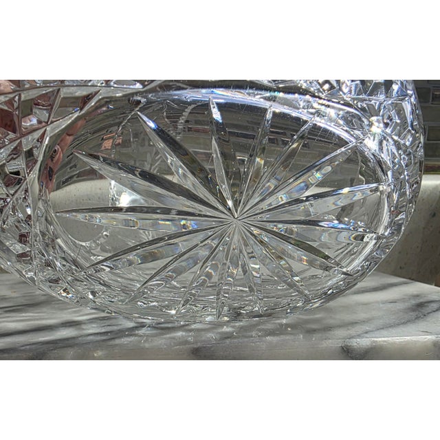 1980s Vintage Irena Glass Co. Poland Hand-Cut Lead Crystal Bridal Basket For Sale - Image 5 of 7