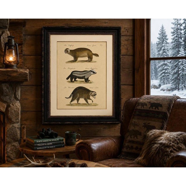 Black Brodtmann, Raccoon, Honey Badger & Wolverine, Lithograph, 1816 For Sale - Image 8 of 10