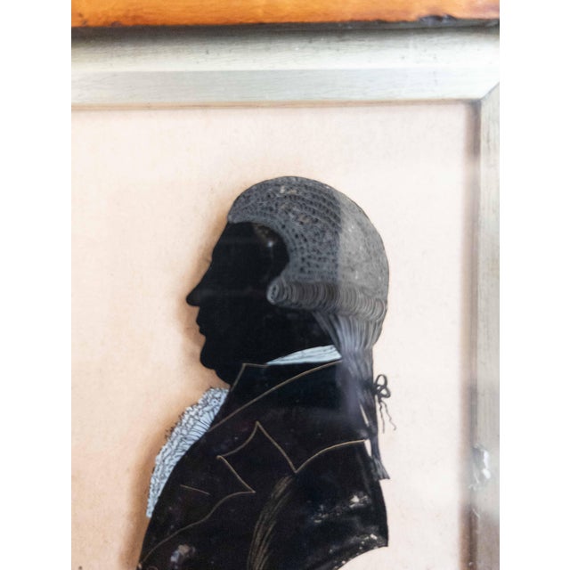 Black 18th Century English Miniature Reverse Painted Portrait Silhouette on Glass of James Boswell For Sale - Image 8 of 13