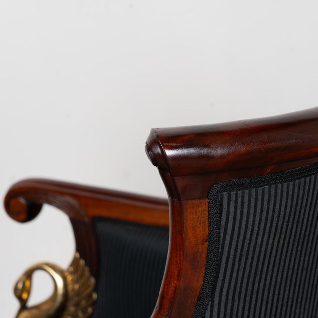19th-Century Danish Mahogany Biedermeier Armchairs With Carved Swans For Sale - Image 17 of 18