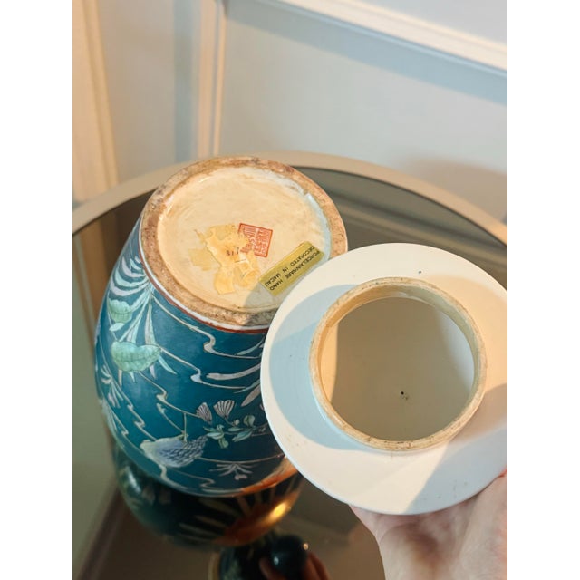 Mid-20th Century Chinese Porcelain Vase With Crane and Lotus Motifs For Sale - Image 10 of 11
