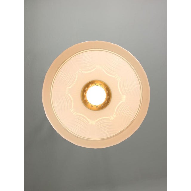 Goldenrod Mid-Century Italian Brass and Opaline Pendant Lamp, 1950s For Sale - Image 8 of 13