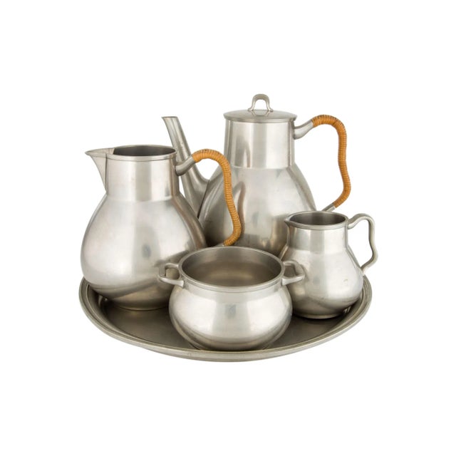 1930s Danish Art Deco Pewter Tea Service by Just Andersen For Sale In Chicago - Image 6 of 6