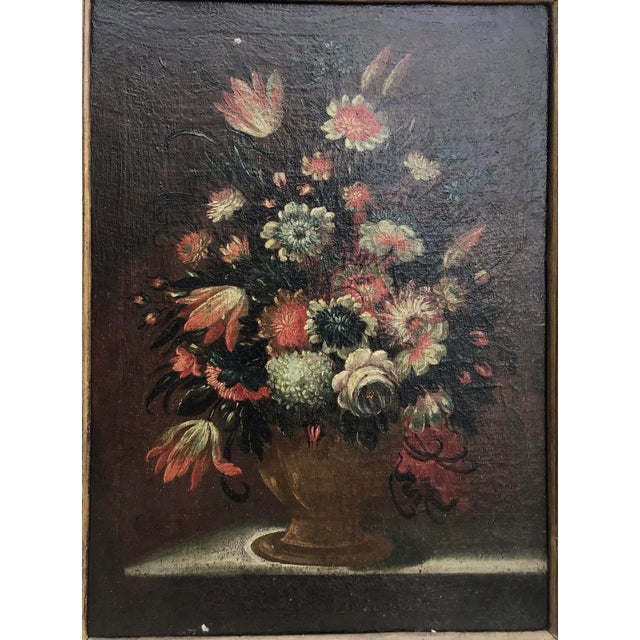 Italian Antique Old Master Floral Still Life Oil Painting Flowers 18th Century Italian For Sale - Image 3 of 9