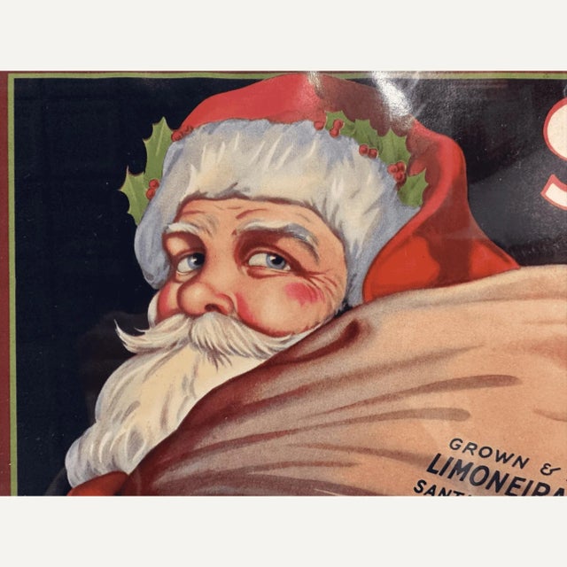 Limoneira Company for Sunkist “Santa” Fruit Crate Label Poster For Sale - Image 4 of 7
