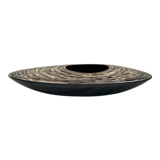 Mid-Century Modern Atomic Porcelain Black & White Oval Low Planter For Sale
