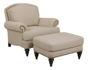 Ethan Allen Upholstered Club Chair & Ottoman